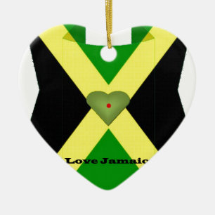Vintage I Love Jamaica: Cultural Heritage Flag jm Ceramic Ornament