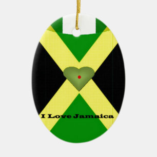 Vintage I Love Jamaica: Cultural Heritage Flag jm Ceramic Ornament
