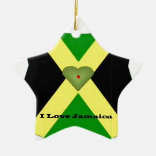 Vintage I Love Jamaica: Cultural Heritage Flag jm Ceramic Ornament