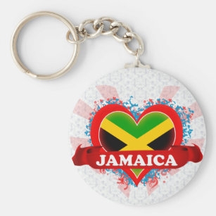 Keychain USA & JAMAICA HEART 