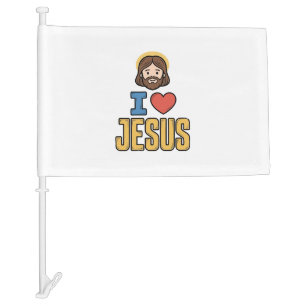 Vintage I Love Jesus Christian Graphic Car Flag