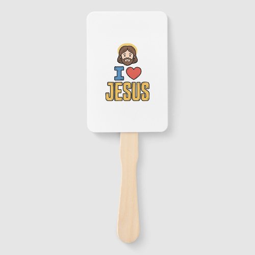 Vintage I Love Jesus Christian Graphic Hand Fan
