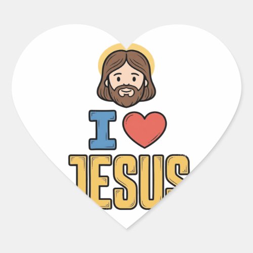 Vintage I Love Jesus Christian Graphic Heart Sticker