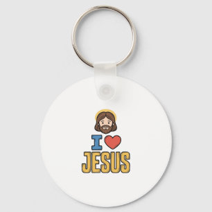 Vintage I Love Jesus Christian Graphic Keychain