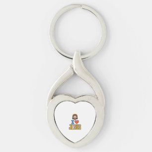 Vintage I Love Jesus Christian Graphic Keychain