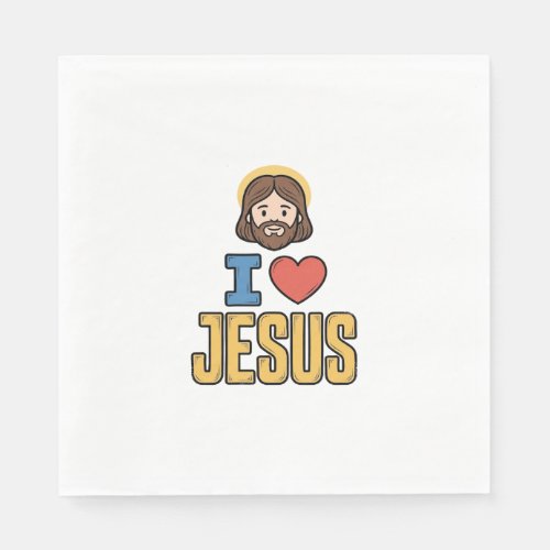Vintage I Love Jesus Christian Graphic Napkins