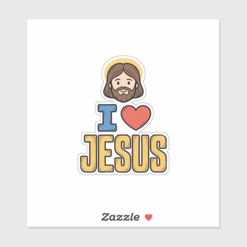 Vintage I Love Jesus Christian Graphic Sticker