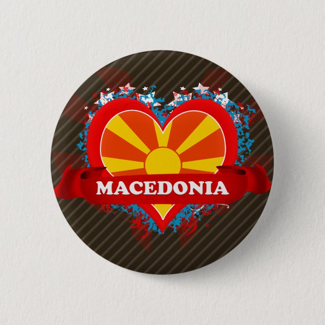 Vintage I Love Macedonia Pinback Button (Front)
