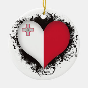 Vintage I Love Malta Ceramic Ornament