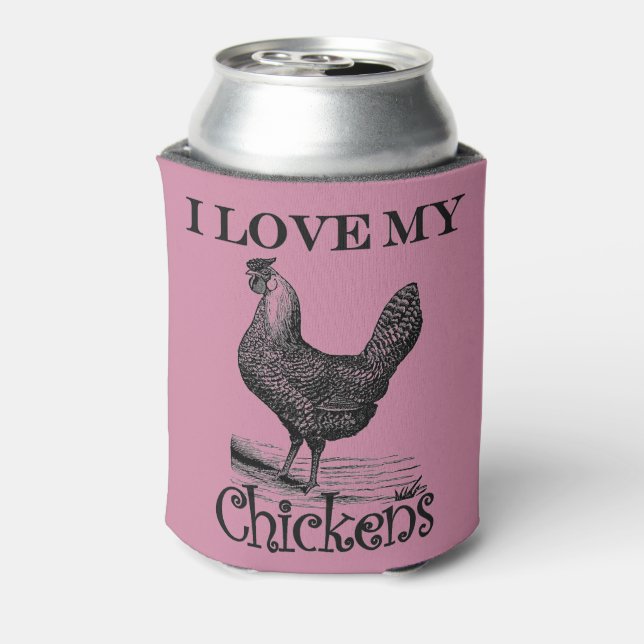 Vintage I love my chickens Can Cooler (Can Back)