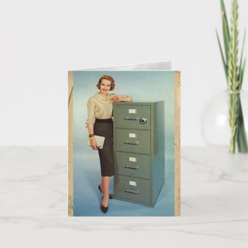 Vintage I Love My File Cabinet Card