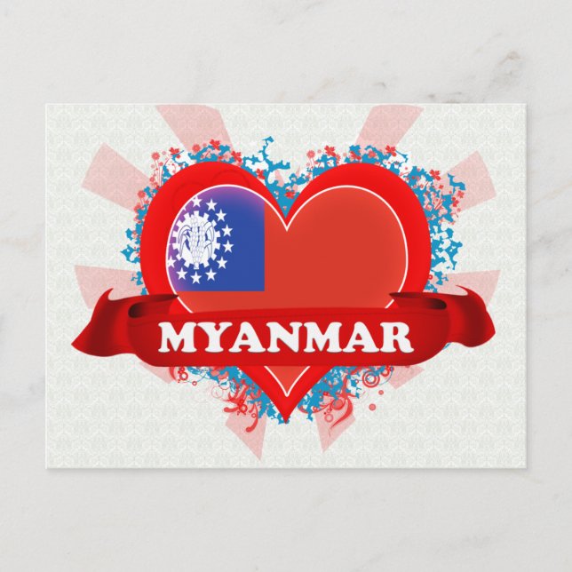 Vintage I Love Myanmar Postcard (Front)