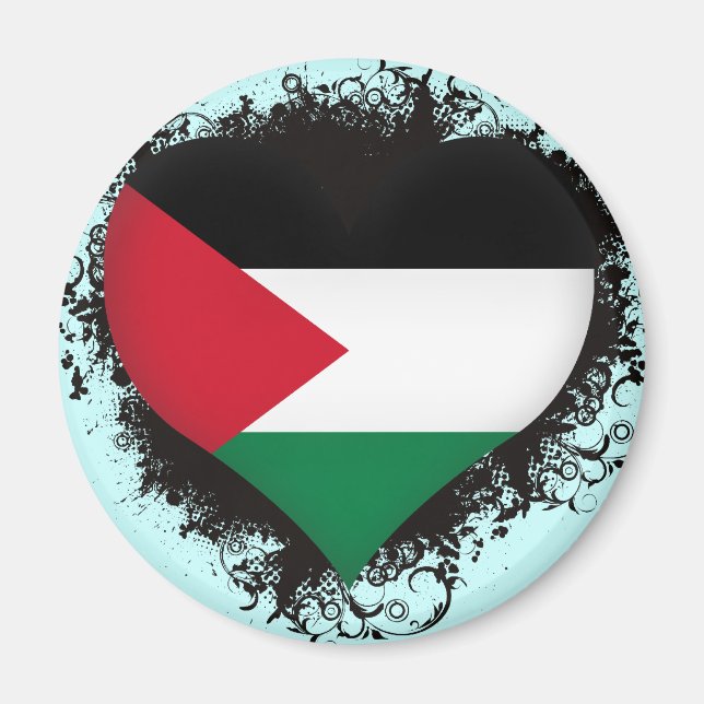 Vintage I Love Palestine Magnet (Front)