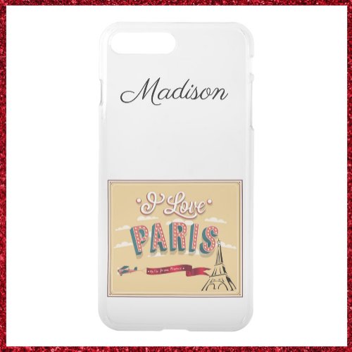 Vintage I Love Paris Travel Poster iPhone 8 Plus7 Plus Case