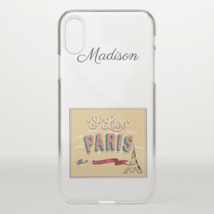Vintage I Love Paris Travel Poster iPhone XS Case