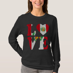 Vintage I Love Peru Flag Heart Peruvian Roots Prid T-Shirt