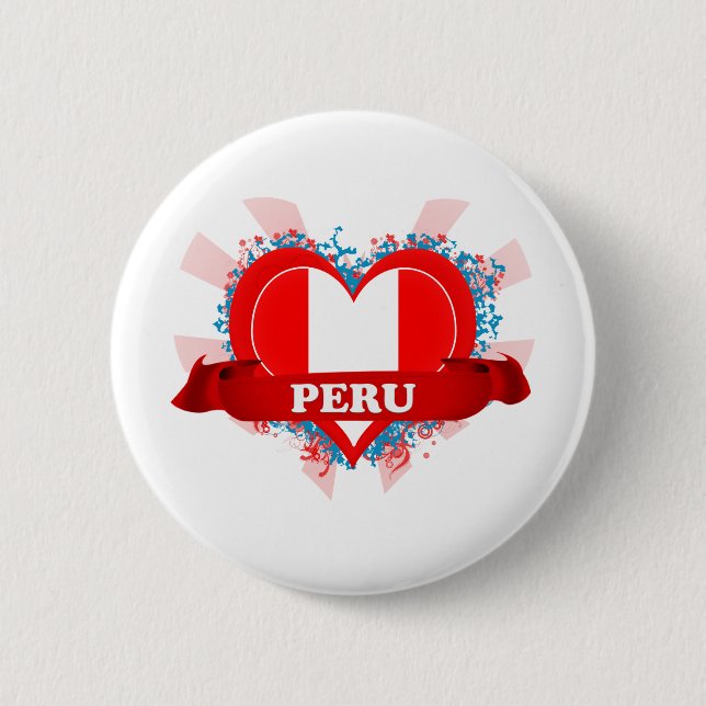 Vintage I Love Peru Pinback Button (Front)