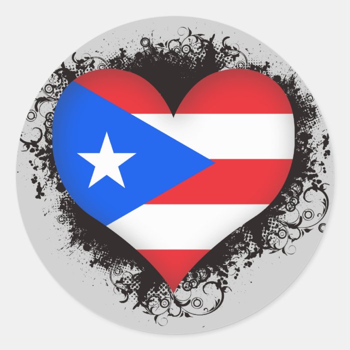 Vintage I Love Puerto Rico Round Stickers