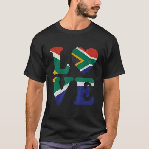 Vintage I Love South Africa Flag Heart South Afric T_Shirt