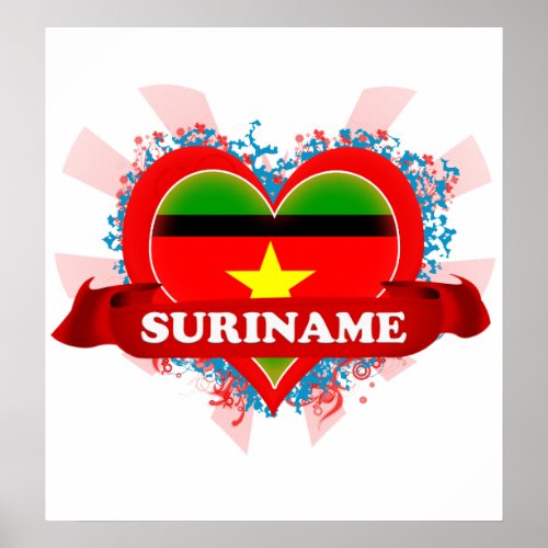 Vintage I Love Suriname Poster