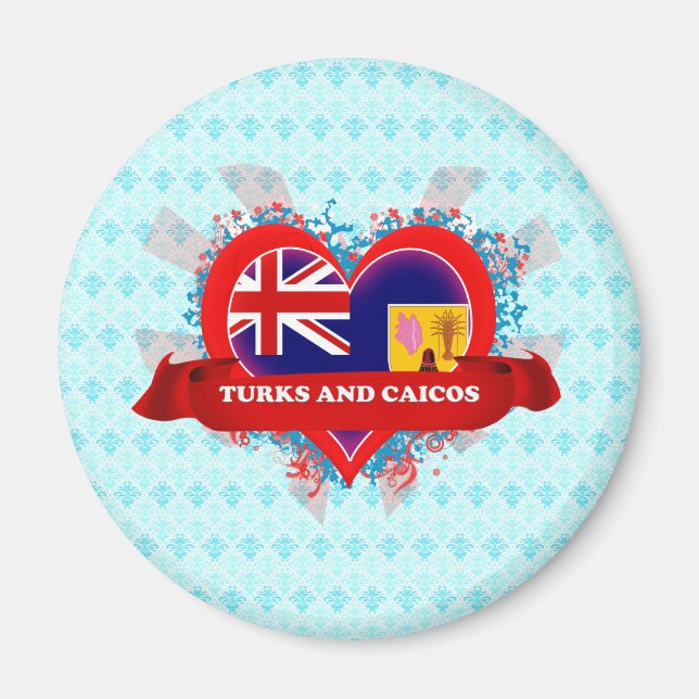 Vintage I Love Turks And Caicos Magnet (Front)