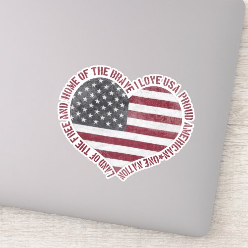 Vintage I Love USA Heart Sticker