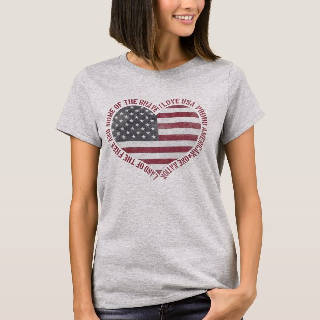 Vintage I Love USA Heart T-Shirt (Front)