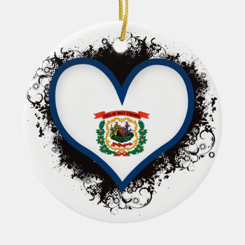 Vintage I Love West Virginia Ceramic Ornament