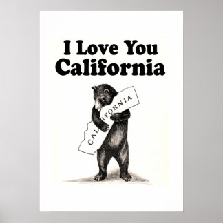 Vintage I Love You California Poster