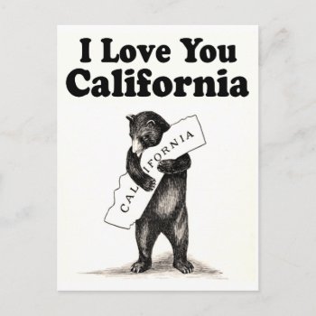 Vintage I Love You California State Bear Postcard by clonecire at Zazzle