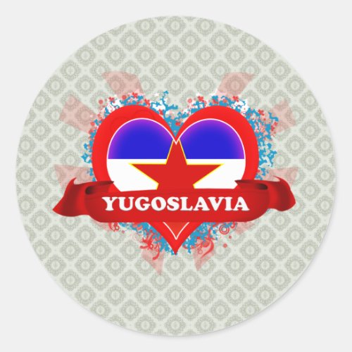 Vintage I Love Yugoslavia Classic Round Sticker