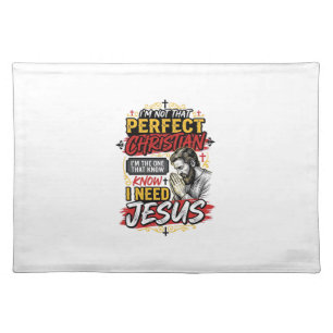 Vintage I Need Jesus Christian T-Shirt Design_1 Cloth Placemat
