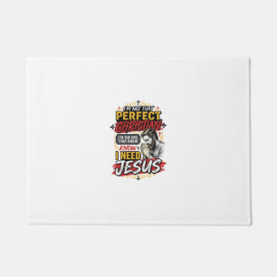 Vintage I Need Jesus Christian T-Shirt Design_1 Doormat