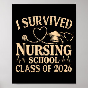 Vintage I Survived Nursing School Cl Of 2026 Nurse Poster