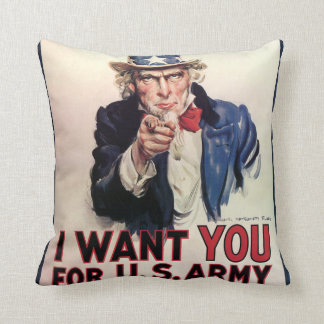 Vintage "I Want You" US Army Uncle Sam American Pi Throw Pillow