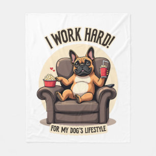 Vintage I Work Hard for My Dog's Lifestyle French Fleece Blanket