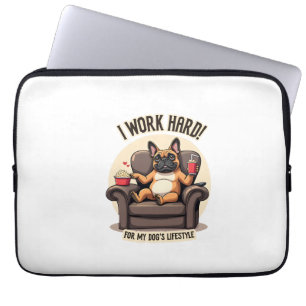 Vintage I Work Hard for My Dog's Lifestyle French Laptop Sleeve