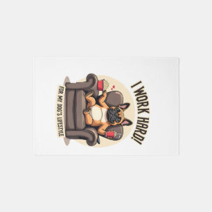 Vintage I Work Hard for My Dog's Lifestyle French Rug