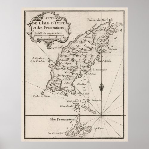 Vintage Ibiza Spain Map 1764 Poster