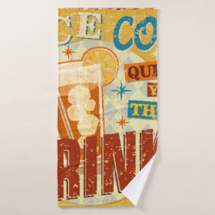 Vintage Ice Cold Drinks metal sign. vintage, soda, Bath Towel