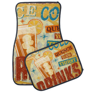 Vintage Ice Cold Drinks metal sign. vintage, soda, Car Floor Mat