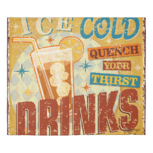 Vintage Ice Cold Drinks metal sign. vintage, soda, Duvet Cover