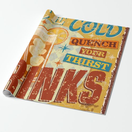 Vintage Ice Cold Drinks metal sign vintage soda Wrapping Paper