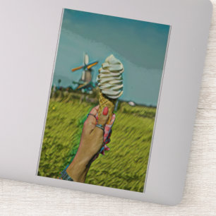 Vintage ice cream artwork sticker