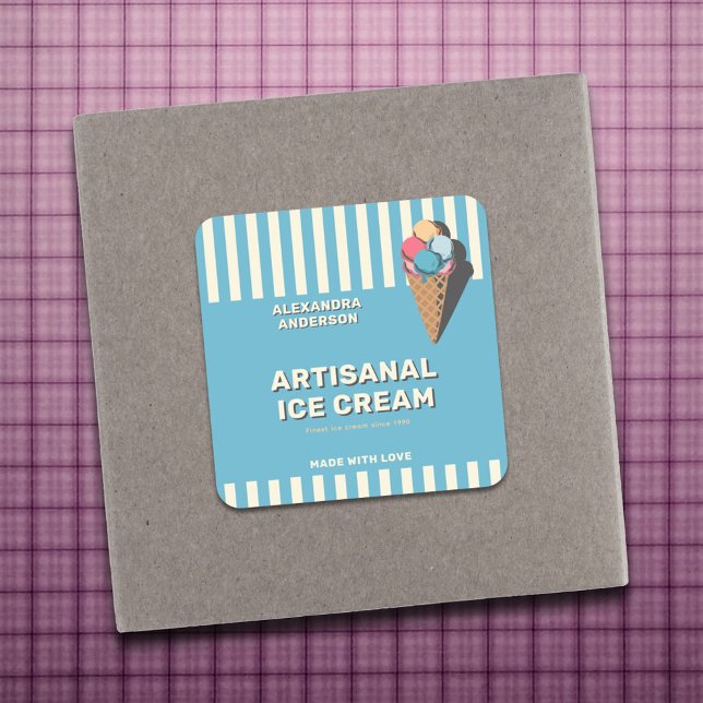 Vintage Ice Cream Cone Label Sticker (Vintage Ice Cream Cone Label Sticker)