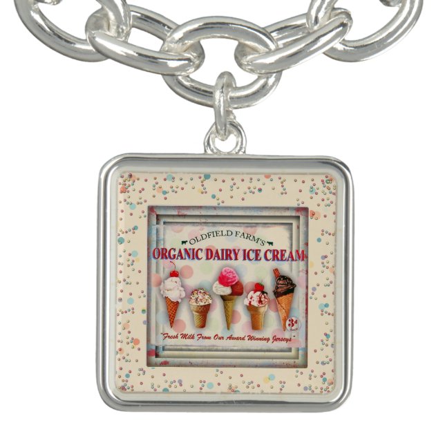 Vintage ice cream cone parlor sign  bracelet (Design)