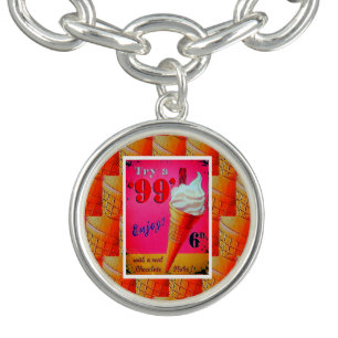 Vintage ice cream cone parlor sign pink cute bracelet