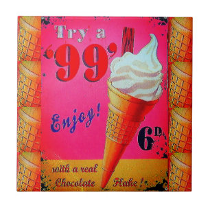 Vintage ice cream parlor sign ceramic tile