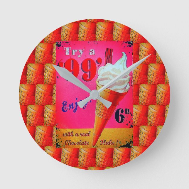 Vintage ice cream parlor sign clock (Front)