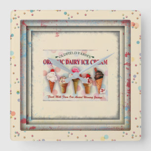 Vintage ice cream parlor sign clock